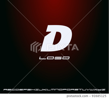 Logo of bold italic letter D, heavy monogram, first letter of name. Futuristic, technological, minimalistic style modern logotype concept for business and startup. Vector illustration 91685125