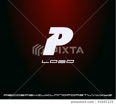 Logo of bold italic letter P, heavy monogram, first letter of name. Futuristic, technological, minimalistic style modern logotype concept for business and startup. Vector illustration 91685129
