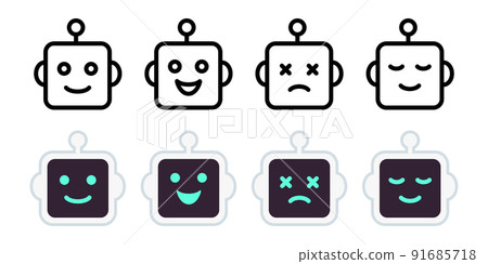 Cute chatbot face robot vector icon illustration set material 91685718