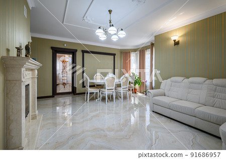 Classic living room interior design with marble floor Classic living room interior design with marble floor 91686957
