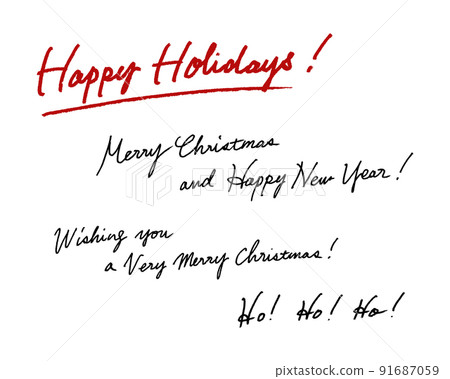 Happy Holidays! Merry Christmas! Cursive hand-drawn characters for Christmas 91687059
