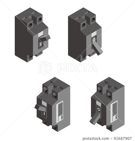 Safety breaker isometric illustration set 91687907