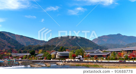 The bustle of Kinshu in Arashiyama-Mt. Ogura and Mt. Atago from Togetsukyo The bustle of Kinshu in Arashiyama-Mt. Ogura and Mt. Atago from Togetsukyo 91688778