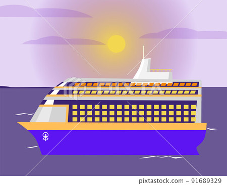 Cruise ship flat design 91689329