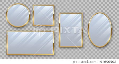 Golden makeup mirrors mockup vector set Golden makeup mirrors mockup vector set 91690508