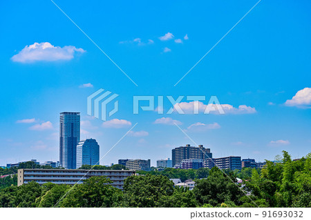 Osaka Hokusetsu Senri New Town blue sky background photo [Osaka scenery] 91693032