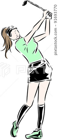Women playing golf 91693770
