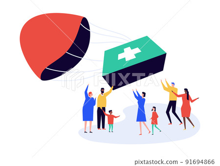 Humanitarian aid from the air - modern colorful flat design style illustration 91694866