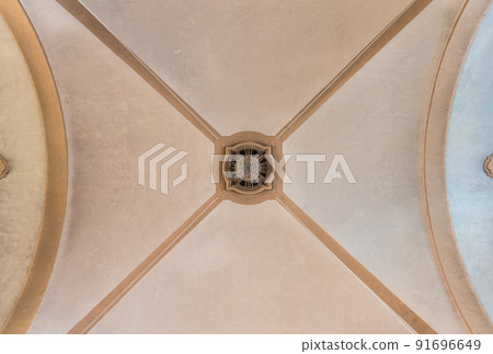 Wasserbillig, Mertert - Grand Duchy of Luxembourg - Interior design of the ceiling of the Wasserbillig catholic church Wasserbillig, Mertert - Grand Duchy of Luxembourg - Interior design of the ceiling of the Wasserbillig catholic church 91696649