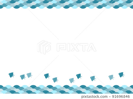 Wave plover Japanese pattern illustration frame Qinghai wave Wave plover Japanese pattern illustration frame Qinghai wave 91696846