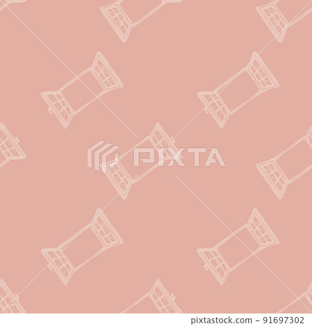 Windows engraved seamless pattern. Retro frame glass window hand drawn style. 91697302