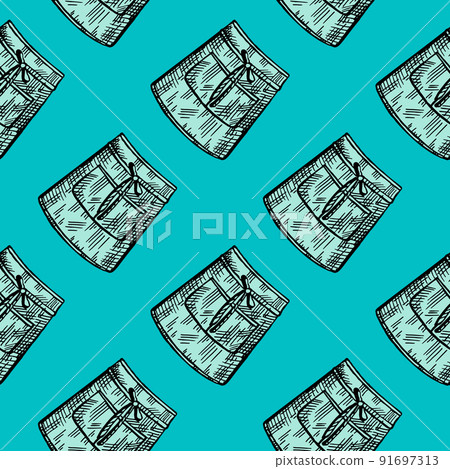 Apron short engraved seamless pattern. Chef pinafore for work to kitchen restaurant or cafe in hand drawn style. Apron short engraved seamless pattern. Chef pinafore for work to kitchen restaurant or cafe in hand drawn style. 91697313