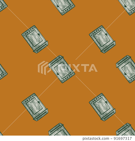 Mailbox engraved seamless pattern. Vintage letterbox in hand drawn style. Mailbox engraved seamless pattern. Vintage letterbox in hand drawn style. 91697317