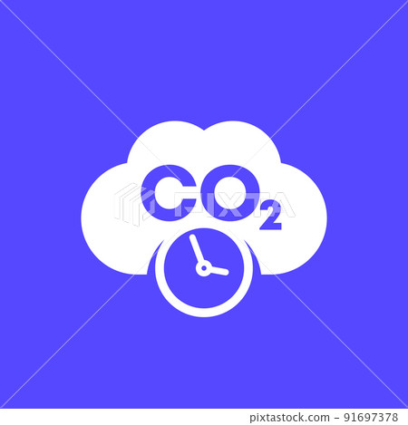 co2 gas, carbon dioxide emissions and time icon co2 gas, carbon dioxide emissions and time icon 91697378