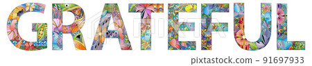 GRATEFUL hand drawn modern design vector illustration. GRATEFUL hand drawn modern design vector illustration. 91697933