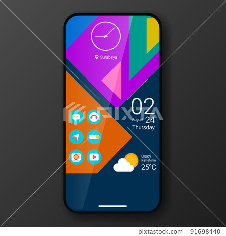 custom widget user interface home screen realistic smartphone design custom widget user interface home screen realistic smartphone design 91698440