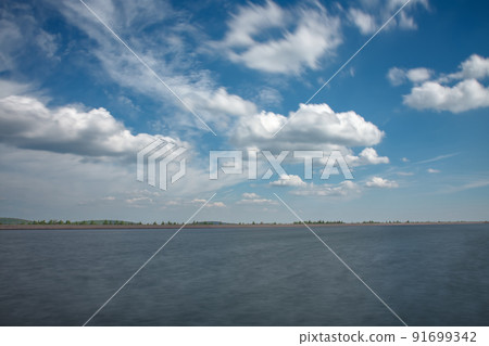 Upper water  reservoir of the pumped storage hydro power plant Dlouhe Strane in Jeseniky Mountains, Czech Republic. 91699342