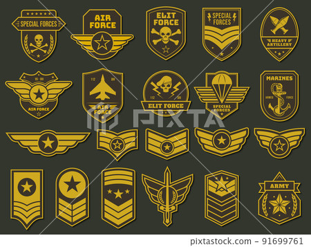 Military patches army soldier emblem troops Vector Image