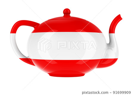 Teapot with Austrian flag, 3D rendering 91699909