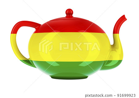 Teapot with Bolivian flag, 3D rendering 91699923