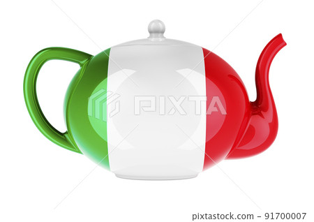 Teapot with Italian flag, 3D rendering 91700007