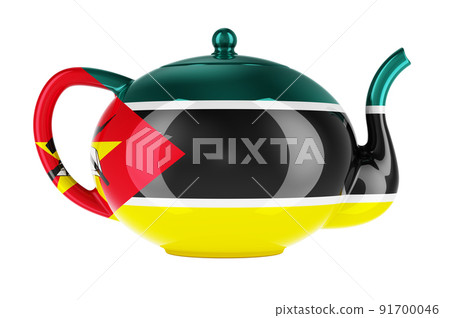 Teapot with Mozambican flag, 3D rendering Teapot with Mozambican flag, 3D rendering 91700046