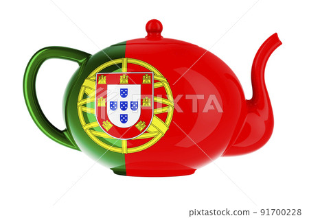Teapot with Portuguese flag, 3D rendering 91700228