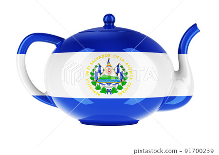 Teapot with Salvadoran flag, 3D rendering Teapot with Salvadoran flag, 3D rendering 91700239