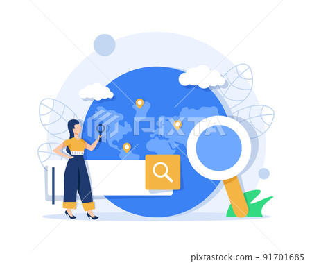 Search engine optimization and web analytics elements. Vector interface element with search button 91701685