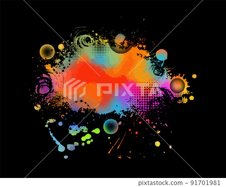 Abstract vector splatter multi color on black color background design. illustration vector design background. 91701981