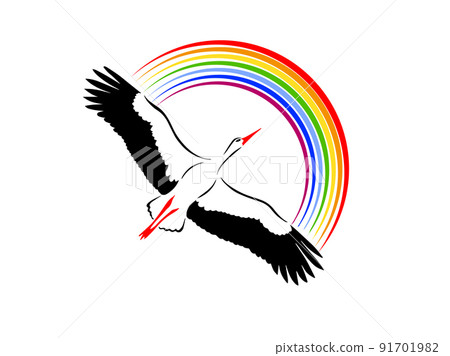Vector silhouette of the Stork in flight. 91701982