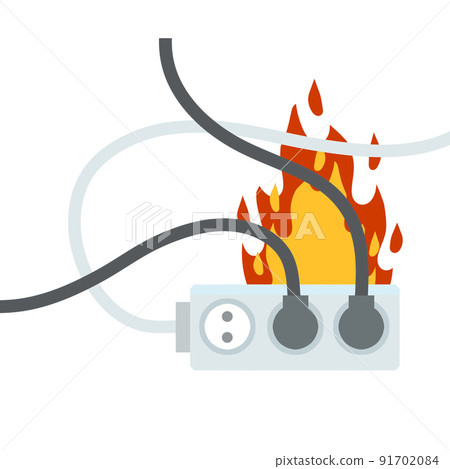 Electrical wiring. Damaged Socket with flame Electrical wiring. Damaged Socket with flame 91702084