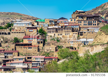 houses of different times in the ancient mountain village of Chokh in Dagestan 91705336