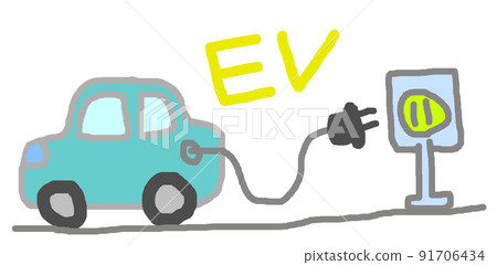 使用充電設施為電動汽車充電的插圖 91706434