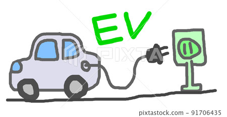 使用充電設施為電動汽車充電的插圖 91706435