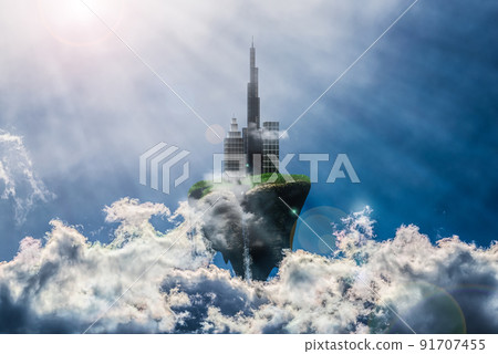 Continent floating in the air Continent floating in the air 91707455