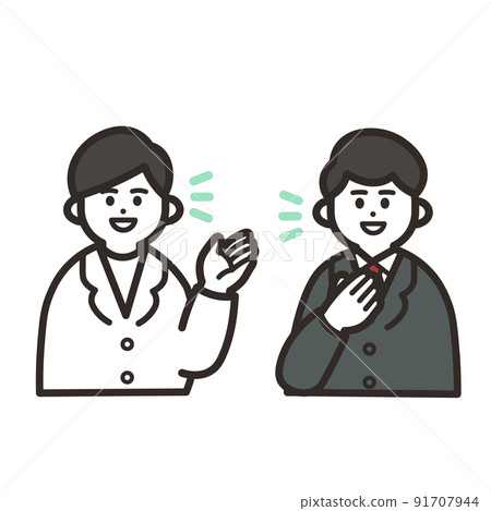 男性研究員討論和男性西裝 91707944