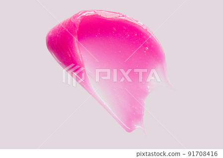 Beauty mask swatch smear smudge isolated on white. Pink face lotion tooth brush moisturiser texture. Skincare product, toothbrush for kids, depilation wax sample cut out Beauty mask swatch smear smudge isolated on white. Pink face lotion tooth brush moisturiser texture. Skincare product, toothbrush for kids, depilation wax sample cut out 91708416