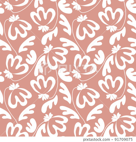 Seamless floral pattern based on traditional folk art ornaments. Modern flowers on color background. Scandinavian style. Sweden nordic style. Vector illustration. Simple minimalistic pattern Seamless floral pattern based on traditional folk art ornaments. Modern flowers on color background. Scandinavian style. Sweden nordic style. Vector illustration. Simple minimalistic pattern 91709075