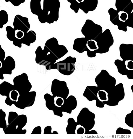 Seamless pattern based on traditional folk art flowers ornaments. Black and white floral background. Scandinavian style. Sweden nordic style. Vector illustration. Simple minimalistic pattern Seamless pattern based on traditional folk art flowers ornaments. Black and white floral background. Scandinavian style. Sweden nordic style. Vector illustration. Simple minimalistic pattern 91710039