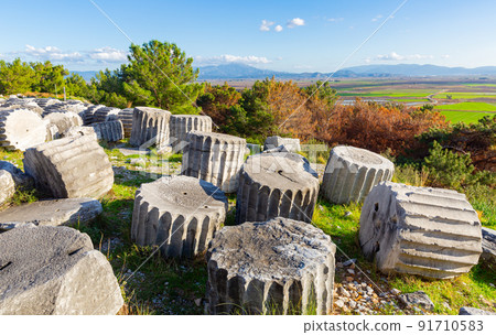 Athena temple in Priene, Turkey. 91710583