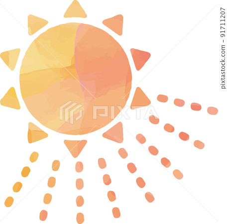 水彩風格的天氣圖標。仲夏的太陽。 91711207