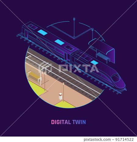 Train Digital Twin Isometric Background Train Digital Twin Isometric Background 91714522