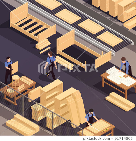 Furniture Production Isometric Colored Composition Furniture Production Isometric Colored Composition 91714805
