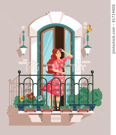 Balcony Visit Illustration 91714808
