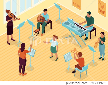 Musician Education Isometric Composition 91714925