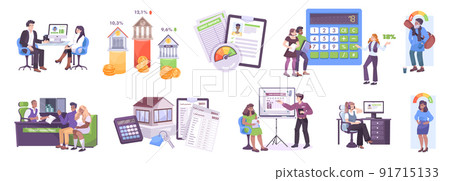 Bank Services Flat Set 91715133