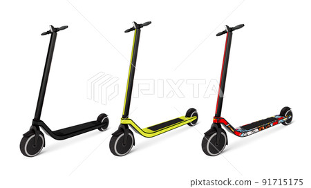 Three Realistic Electric Scooters 91715175