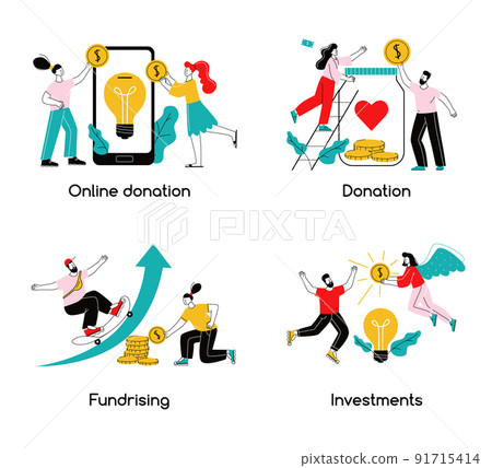 Crowdfunding 2x2 Flat Design Concept 91715414