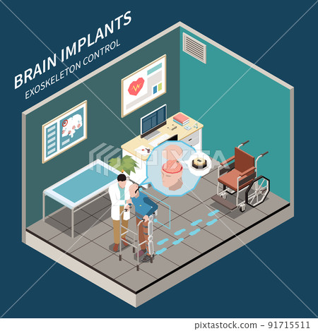 Brain Implants Technologies Isometric Composition 91715511